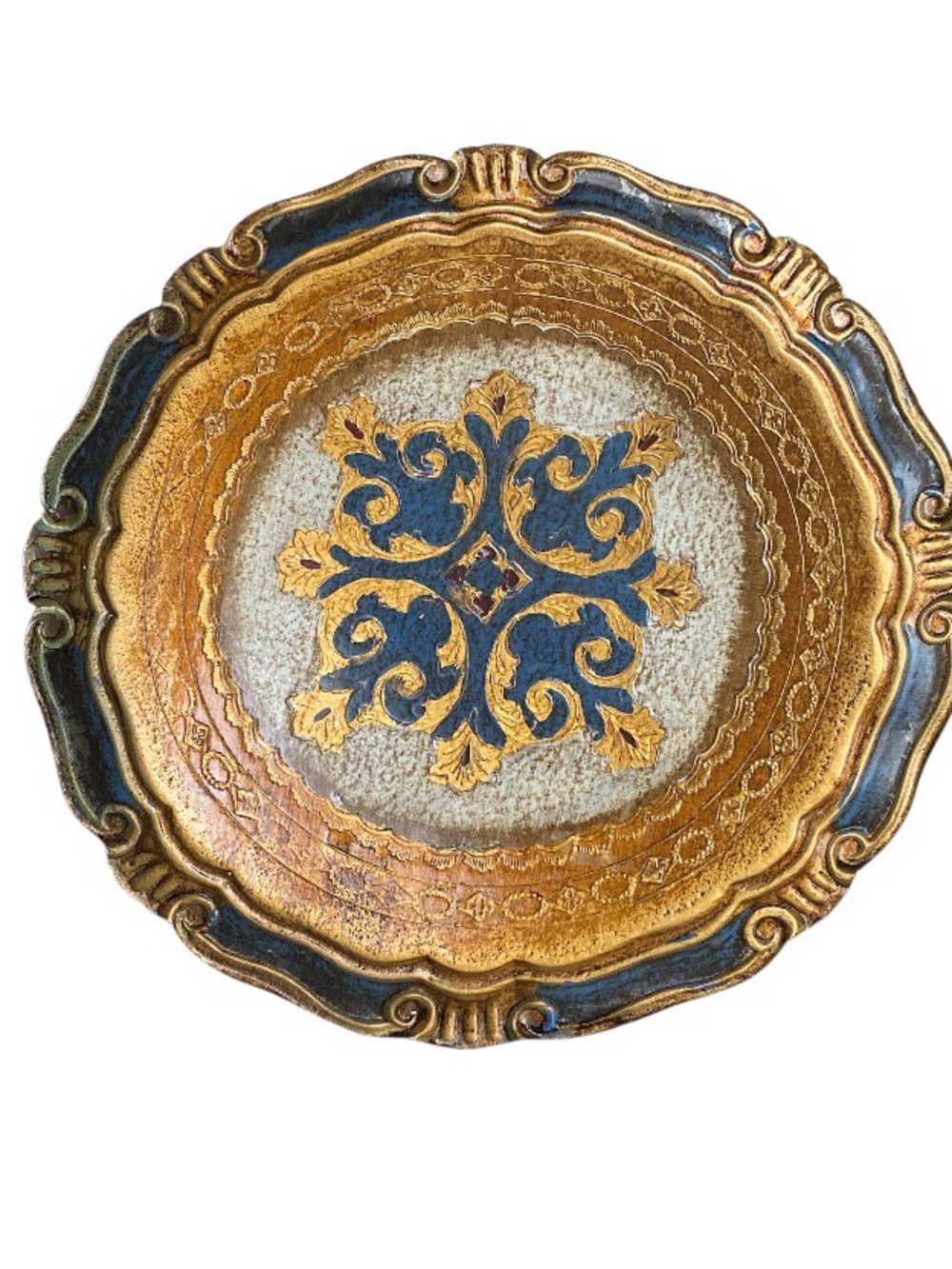 Italian Florentine Wood Trays Mid 20th Century 11 Inches